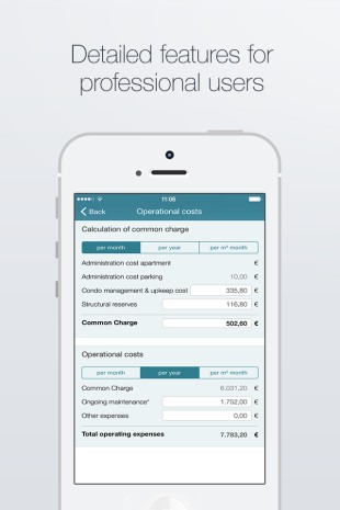 Detailed features for professional users